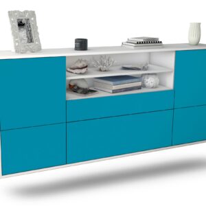Sideboard Escondido | hängend | Korpus Weiß | Front in Türkis | 180x79x35cm (BxHxT)