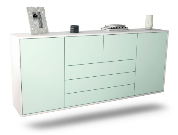 Sideboard Metairie | hängend | Korpus Weiß | Front in Mint | 180x79x35cm (BxHxT)