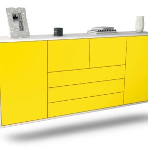 Sideboard Metairie | hängend | Korpus Weiß | Front in Gelb | 180x79x35cm (BxHxT)