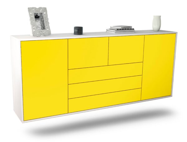 Sideboard Metairie | hängend | Korpus Weiß | Front in Gelb | 180x79x35cm (BxHxT)