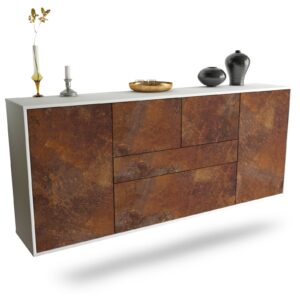 Sideboard Orange | hängend | Korpus Weiß | Front in Rost Optik | 180x79x35cm (BxHxT)