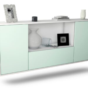 Sideboard Fort Collins | hängend | Korpus Weiß | Front in Mint | 180x79x35cm (BxHxT)