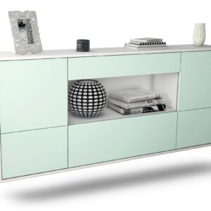 Sideboard East Los Angeles | hängend | Korpus Weiß | Front in Mint | 180x79x35cm (BxHxT)