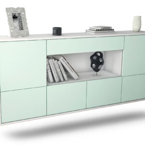 Sideboard Fullerton | hängend | Korpus Weiß | Front in Mint | 180x79x35cm (BxHxT)