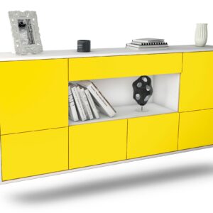 Sideboard Fullerton | hängend | Korpus Weiß | Front in Gelb | 180x79x35cm (BxHxT)