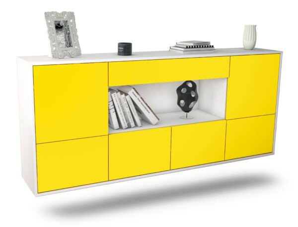 Sideboard Fullerton | hängend | Korpus Weiß | Front in Gelb | 180x79x35cm (BxHxT)