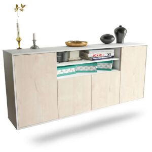 Sideboard Mesquite | hängend | Korpus Weiß | Front in Zeder Holz Optik | 180x79x35cm (BxHxT)