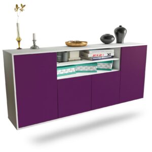 Sideboard Mesquite | hängend | Korpus Weiß | Front in Lila | 180x79x35cm (BxHxT)