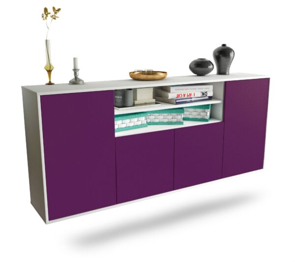 Sideboard Mesquite | hängend | Korpus Weiß | Front in Lila | 180x79x35cm (BxHxT)
