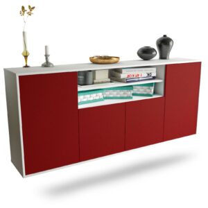 Sideboard Mesquite | hängend | Korpus Weiß | Front in Bordeaux | 180x79x35cm (BxHxT)