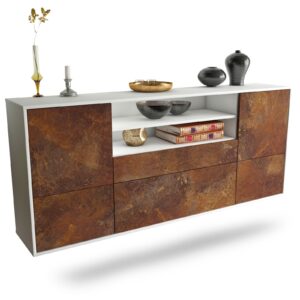 Sideboard Elk Grove | hängend | Korpus Weiß | Front in Rost Optik | 180x79x35cm (BxHxT)