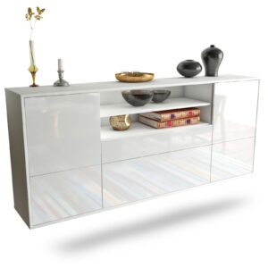 Sideboard Elk Grove | hängend | Korpus Weiß | Front in Hochglanz Weiß | 180x79x35cm (BxHxT)