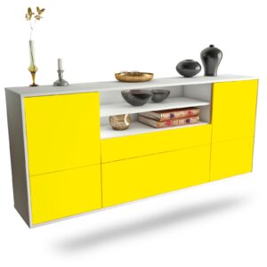 Sideboard Elk Grove | hängend | Korpus Weiß | Front in Gelb | 180x79x35cm (BxHxT)