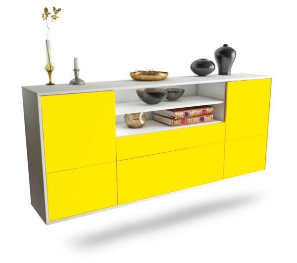 Sideboard Elk Grove | hängend | Korpus Weiß | Front in Gelb | 180x79x35cm (BxHxT)