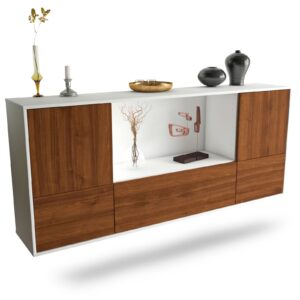 Sideboard Sunnyvale | hängend | Korpus Weiß | Front in Walnuss Holz Optik | 180x79x35cm (BxHxT)