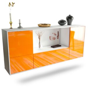 Sideboard Sunnyvale | hängend | Korpus Weiß | Front in Hochglanz Orange | 180x79x35cm (BxHxT)