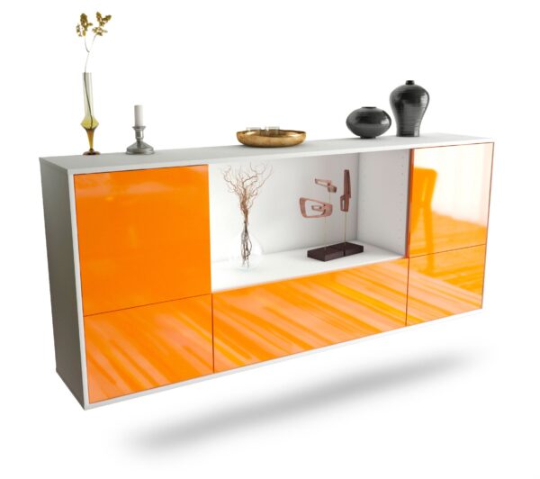 Sideboard Sunnyvale | hängend | Korpus Weiß | Front in Hochglanz Orange | 180x79x35cm (BxHxT)