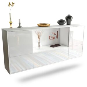 Sideboard Sunnyvale | hängend | Korpus Weiß | Front in Hochglanz Weiß | 180x79x35cm (BxHxT)