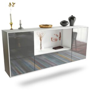 Sideboard Sunnyvale | hängend | Korpus Weiß | Front in Hochglanz Grau | 180x79x35cm (BxHxT)