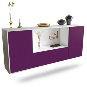 Sideboard Sunnyvale | hängend | Korpus Weiß | Front in Lila | 180x79x35cm (BxHxT)