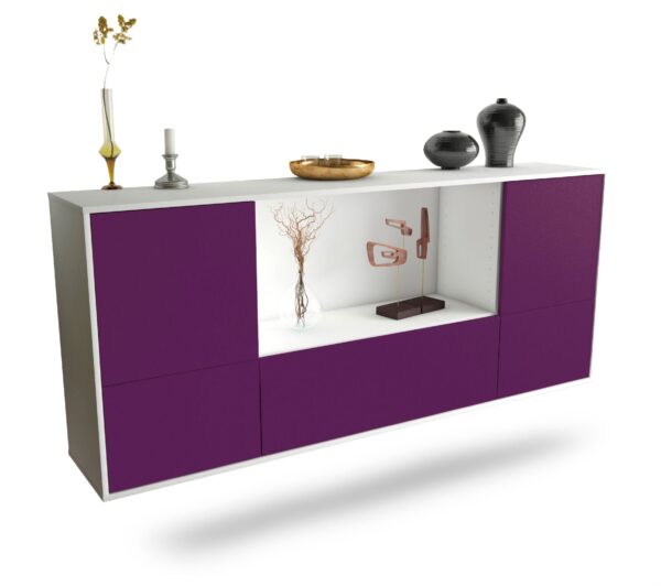 Sideboard Sunnyvale | hängend | Korpus Weiß | Front in Lila | 180x79x35cm (BxHxT)