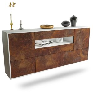 Sideboard Savannah | hängend | Korpus Weiß | Front in Rost Optik | 180x79x35cm (BxHxT)