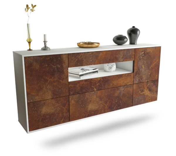 Sideboard Savannah | hängend | Korpus Weiß | Front in Rost Optik | 180x79x35cm (BxHxT)