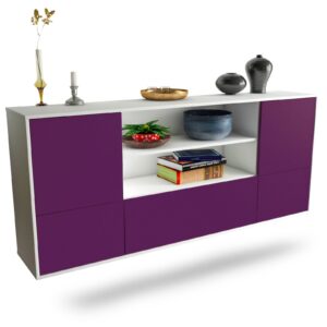 Sideboard Sterling Heights | hängend | Korpus Weiß | Front in Lila | 180x79x35cm (BxHxT)