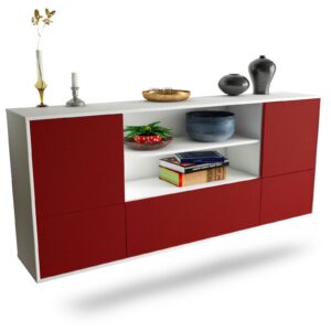 Sideboard Sterling Heights | hängend | Korpus Weiß | Front in Bordeaux | 180x79x35cm (BxHxT)
