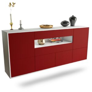 Sideboard McAllen | hängend | Korpus Weiß | Front in Bordeaux | 180x79x35cm (BxHxT)