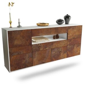 Sideboard Coral Springs | hängend | Korpus Weiß | Front in Rost Optik | 180x79x35cm (BxHxT)