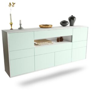 Sideboard Coral Springs | hängend | Korpus Weiß | Front in Mint | 180x79x35cm (BxHxT)