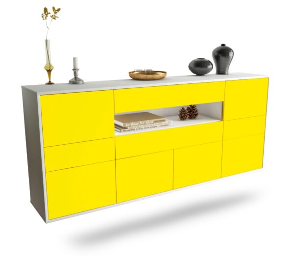 Sideboard Coral Springs | hängend | Korpus Weiß | Front in Gelb | 180x79x35cm (BxHxT)