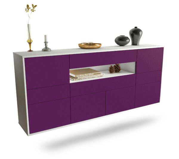 Sideboard Coral Springs | hängend | Korpus Weiß | Front in Lila | 180x79x35cm (BxHxT)