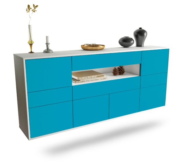 Sideboard Coral Springs | hängend | Korpus Weiß | Front in Türkis | 180x79x35cm (BxHxT)