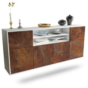 Sideboard Cedar Rapids | hängend | Korpus Weiß | Front in Rost Optik | 180x79x35cm (BxHxT)