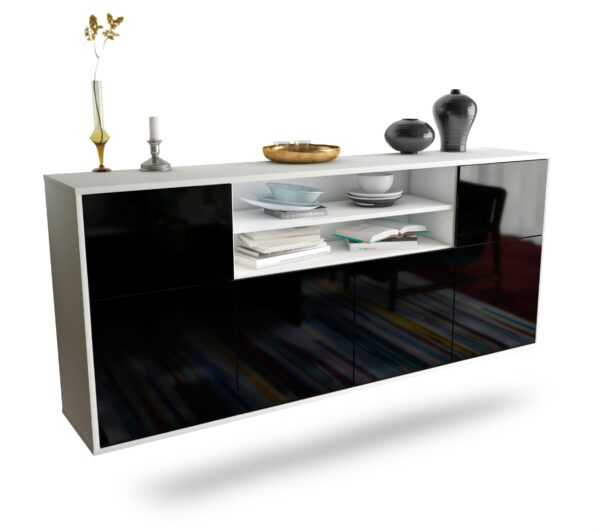 Sideboard Cedar Rapids, Schwarz, hängend (180x79x35cm)