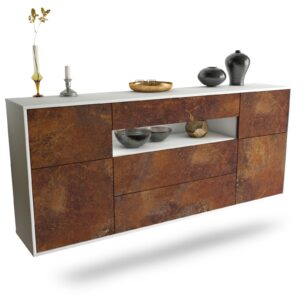 Sideboard Elizabeth | hängend | Korpus Weiß | Front in Rost Optik | 180x79x35cm (BxHxT)