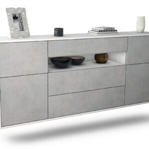 Sideboard Elizabeth | hängend | Korpus Weiß | Front in Beton Optik | 180x79x35cm (BxHxT)