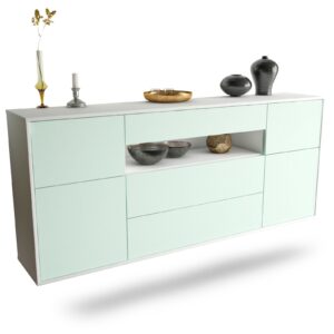 Sideboard Elizabeth | hängend | Korpus Weiß | Front in Mint | 180x79x35cm (BxHxT)