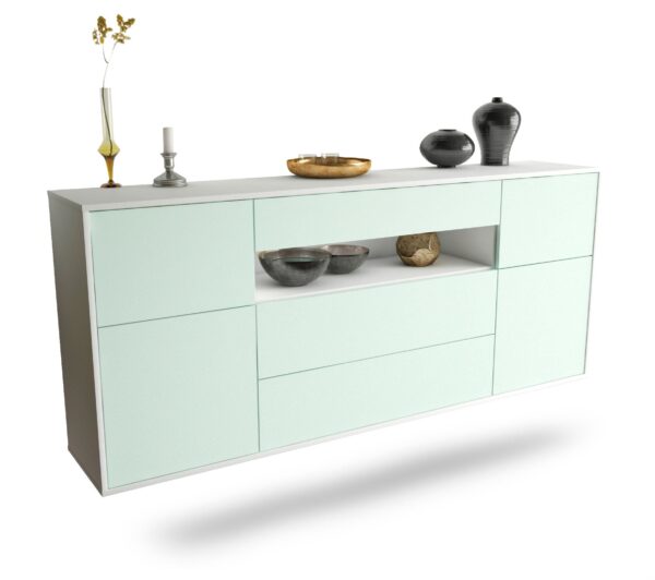 Sideboard Elizabeth | hängend | Korpus Weiß | Front in Mint | 180x79x35cm (BxHxT)