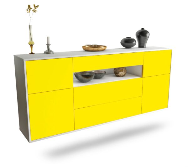 Sideboard Elizabeth | hängend | Korpus Weiß | Front in Gelb | 180x79x35cm (BxHxT)