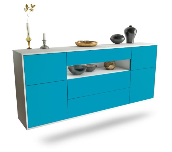 Sideboard Elizabeth | hängend | Korpus Weiß | Front in Türkis | 180x79x35cm (BxHxT)