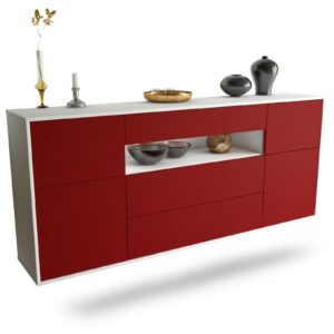 Sideboard Elizabeth | hängend | Korpus Weiß | Front in Bordeaux | 180x79x35cm (BxHxT)