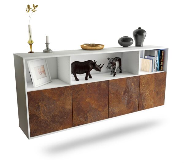 Sideboard Columbia | hängend | Korpus Weiß | Front in Rost Optik | 180x79x35cm (BxHxT)