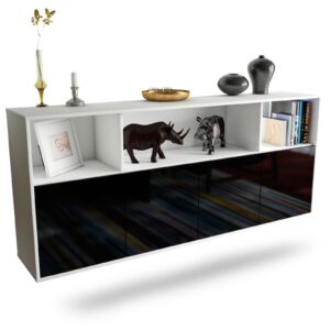 Sideboard Columbia | hängend | Korpus Weiß | Front in Hochglanz Schwarz | 180x79x35cm (BxHxT)