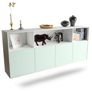 Sideboard Columbia | hängend | Korpus Weiß | Front in Mint | 180x79x35cm (BxHxT)