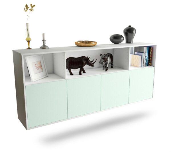 Sideboard Columbia | hängend | Korpus Weiß | Front in Mint | 180x79x35cm (BxHxT)