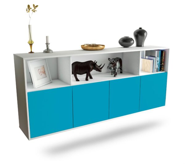 Sideboard Columbia | hängend | Korpus Weiß | Front in Türkis | 180x79x35cm (BxHxT)