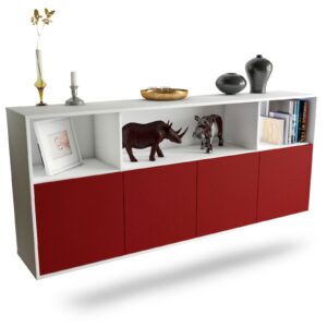 Sideboard Columbia | hängend | Korpus Weiß | Front in Bordeaux | 180x79x35cm (BxHxT)